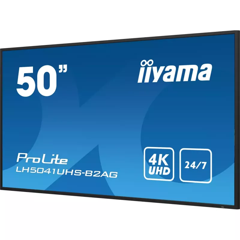 „iiyama LH5041UHS-B2AG“ reklaminis ekranas Skaitmeninis reklaminis plokščiasis ekranas 127 cm (50 colių) LCD 500 cd/m² 4K Ultra HD juodas 24/7