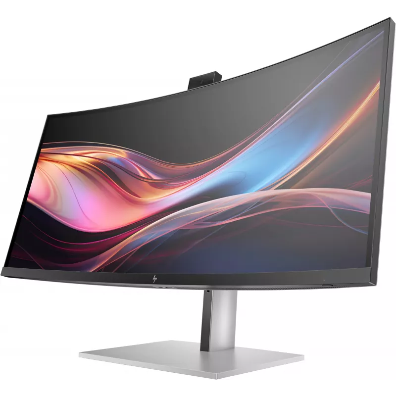 HP Series 7 Pro 34 colių WQHD konferencinis monitorius - 734pm, 86,4 cm (34 colių), 3440 x 1440 pikselių, Wide Quad HD, LCD, 5 ms, juoda, sidabrinė