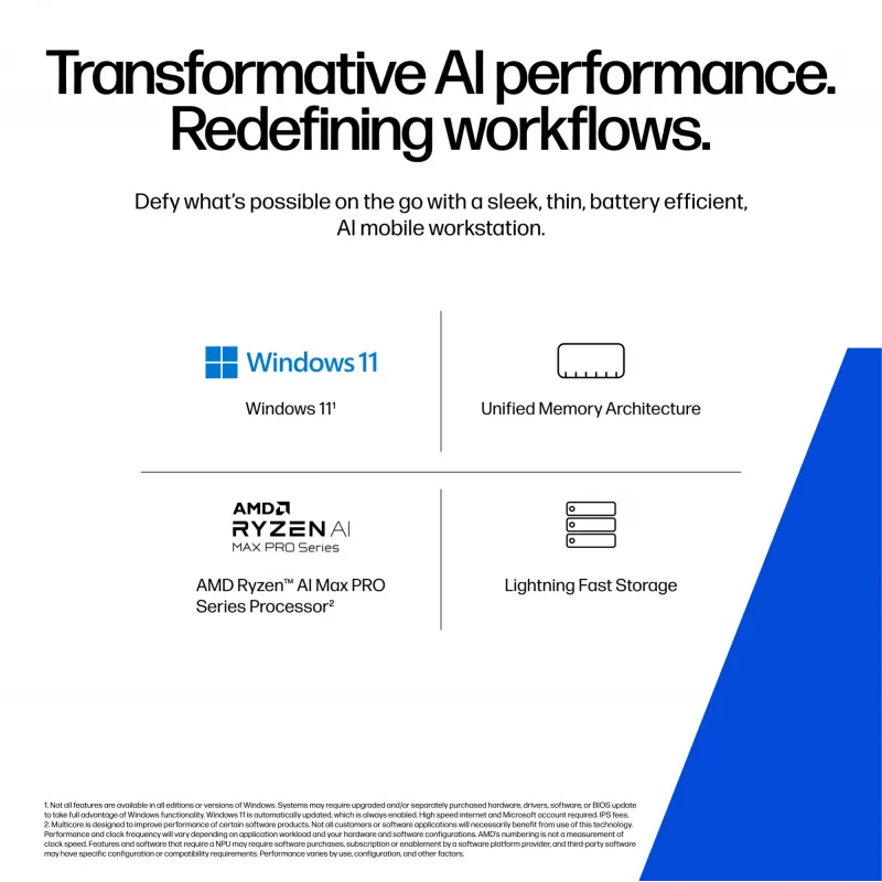 HP ZBook Ultra G1a Copilot+ PC AMD Ryzen AI Max PRO 390 35,6 cm (14 colių) WUXGA 32 GB LPDDR5x-SDRAM Wi-Fi 7 (802.11be) Windows 11 Pro AI darbo stotis, AI PC sidabrinė