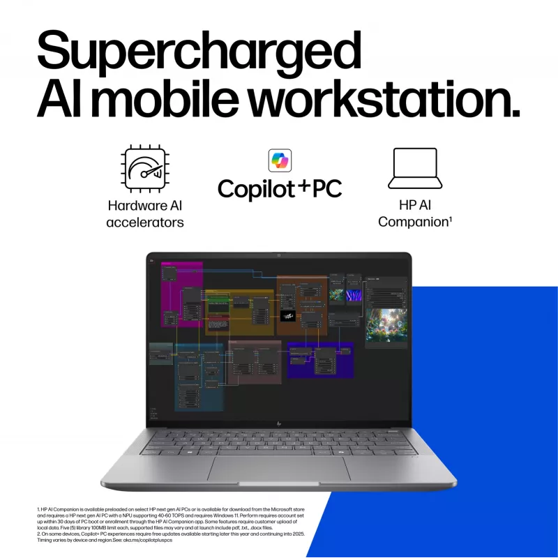 HP ZBook Ultra G1a Copilot+ PC AMD Ryzen AI Max PRO 390 35,6 cm (14 colių) WUXGA 32 GB LPDDR5x-SDRAM Wi-Fi 7 (802.11be) Windows 11 Pro AI darbo stotis, AI PC sidabrinė