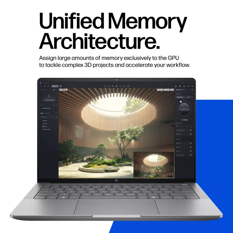 HP ZBook Ultra G1a Copilot+ PC AMD Ryzen AI Max PRO 390 35,6 cm (14 colių) WUXGA 32 GB LPDDR5x-SDRAM Wi-Fi 7 (802.11be) Windows 11 Pro AI darbo stotis, AI PC sidabrinė