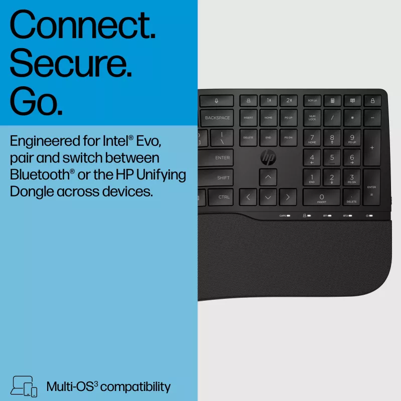 HP 685 Comfort Dual-Mode Keyboard pilno dydžio belaidė Bluetooth klaviatūra