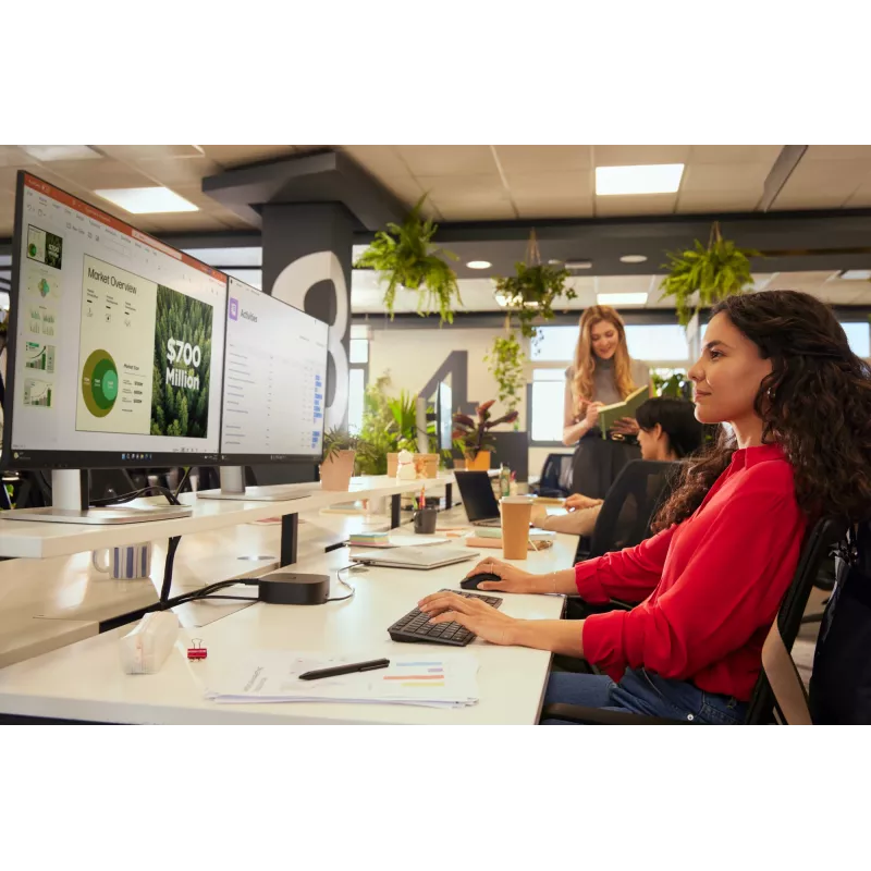 HP 725 kelių įrenginių belaidė klaviatūra ir pelė su įkrovimu, pilno dydžio, belaidis Bluetooth, žirklinis jungiklis
