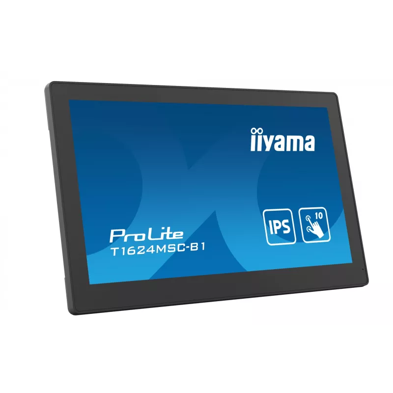 iiyama T1624MSC-B1 kompiuterio monitorius 39,6 cm (15,6 colio) 1920 x 1080 pikselių Full HD LED jutiklinis ekranas juodas