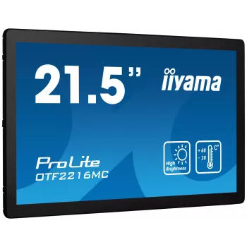 „iiyama OTF2216MC-B1“ kompiuterio monitorius 54,6 cm (21,5 colio) 1920 x 1080 pikselių Full HD LCD jutiklinis ekranas juodas