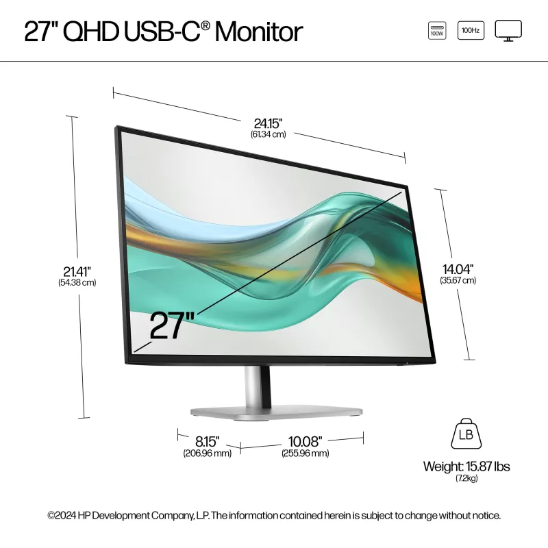 HP Series 5 Pro 27 colių QHD USB-C monitorius LCD 2560 x 1440