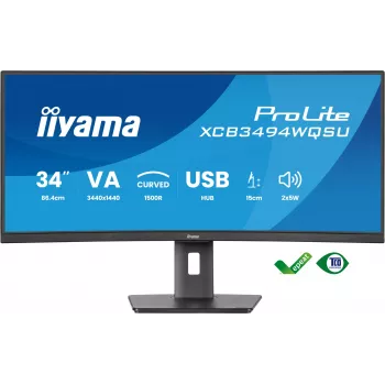 iiyama ProLite XCB3494WQSU-B1 kompiuterio monitorius 86,4 cm (34 colių) 3440 x 1440 pikselių „UltraWide Quad HD“ LED juodas