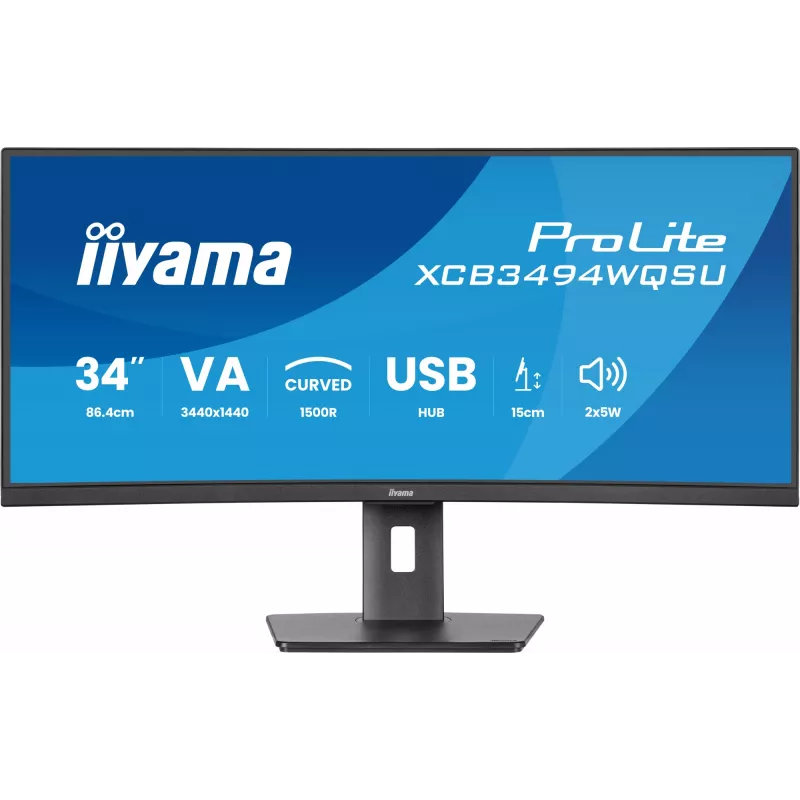 iiyama ProLite XCB3494WQSU-B1 kompiuterio monitorius 86,4 cm (34 colių) 3440 x 1440 pikselių „UltraWide Quad HD“ LED juodas