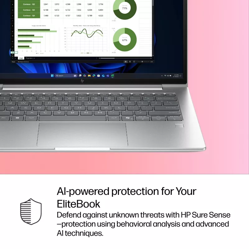 HP EliteBook 6 G1i AI Intel Core Ultra 7 255U nešiojamas kompiuteris 35,6 cm (14 colių) WUXGA 32 GB DDR5-SDRAM Wi-Fi 7 (802.11be) Windows 11 Pro AI PC sidabrinis