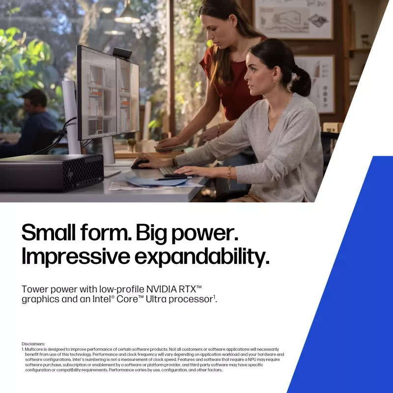 HP Z2 SFF G1i Intel Core Ultra 7 265K 32 GB DDR5-SDRAM NVIDIA RTX A400 Windows 11 Pro darbo stotis, AI darbo stotis, AI kompiuteris