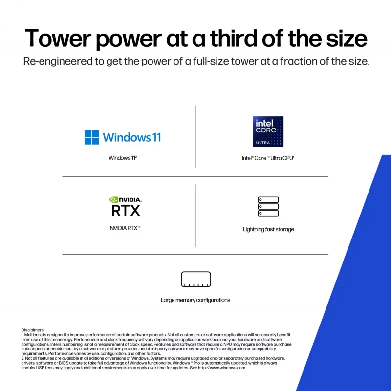 HP Z2 SFF G1i Intel Core Ultra 7 265K 32 GB DDR5-SDRAM NVIDIA RTX A400 Windows 11 Pro darbo stotis, AI darbo stotis, AI kompiuteris