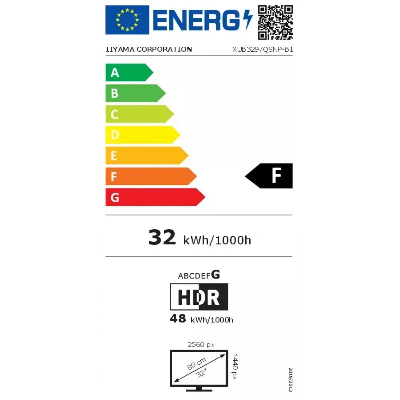 iiyama ProLite XUB3297QSNP-B1 kompiuterio monitorius 81,3 cm (32 colių) 2560 x 1440 pikselių Quad HD LED juodas