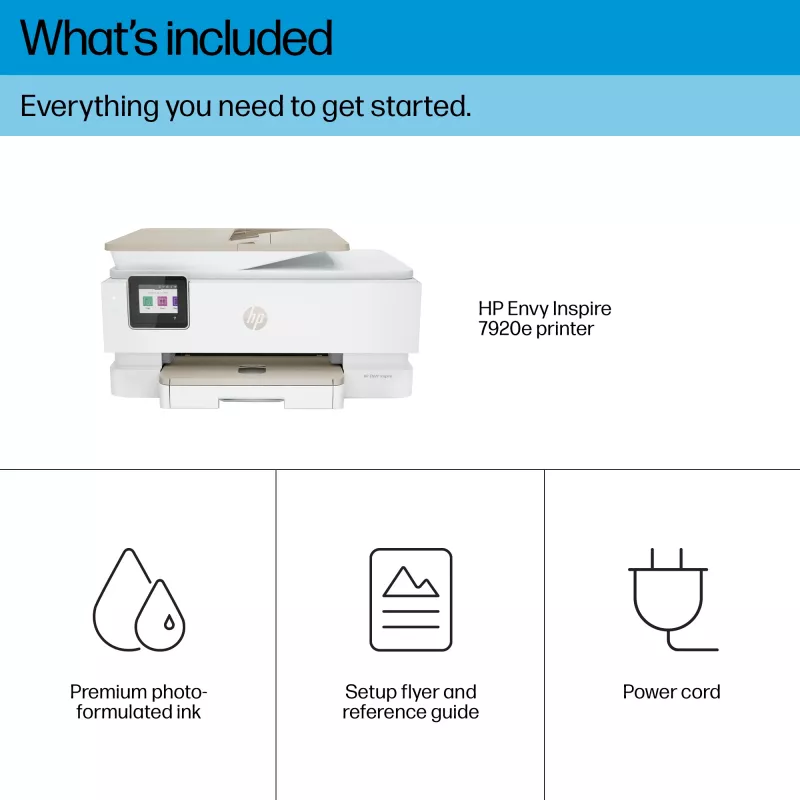 HP ENVY Inspire 7920e belaidis daugiafunkcis spalvotas spausdintuvas, Instant Ink; kopijavimo aparatas, skaitytuvas