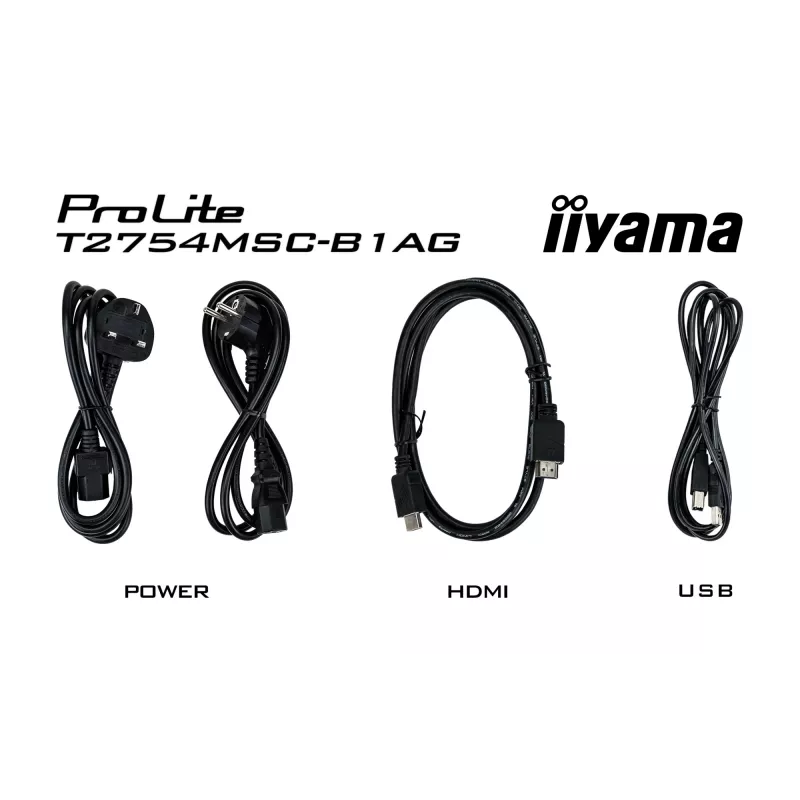 iiyama ProLite T2754MSC-B1AG kompiuterio monitorius 68,6 cm (27 col.) 1920 x 1080 pikselių Full HD LED jutiklinis ekranas Multi-user Juoda