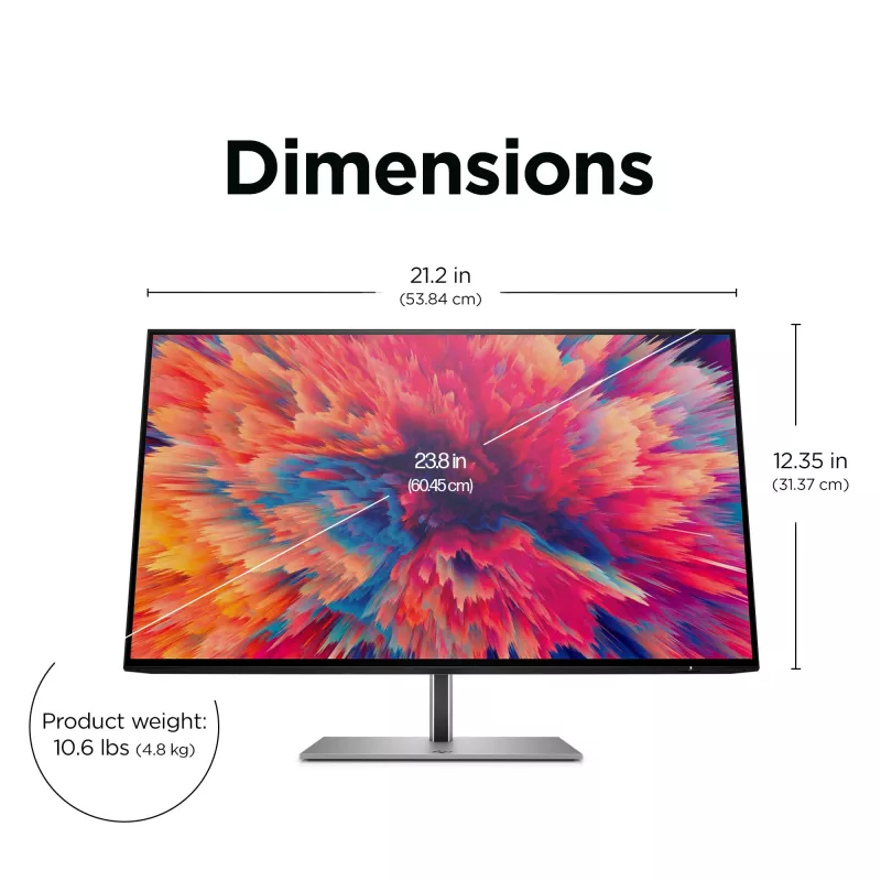 HP Z24q G3 QHD ekranas, 60,5 cm (23,8 colio), 2560 x 1440 pikselių, Quad HD, LCD, 5 ms, sidabrinis