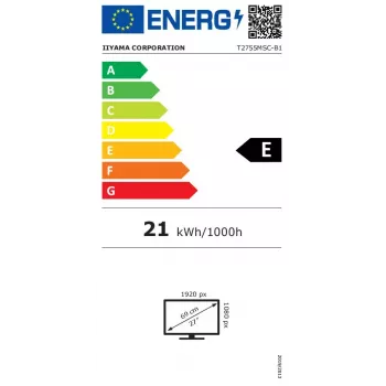 iiyama ProLite T2755MSC-B1 kompiuterio monitorius 68,6 cm (27 colių) 1920 x 1080 pikselių Full HD LED liečiamasis ekranas Stalviršinis Juodas