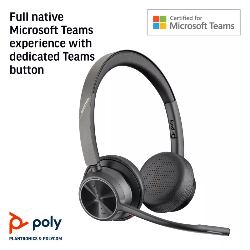 HP Poly Voyager 4320 Microsoft Teams sertifikuota USB-A ausinė + BT700 adapteris