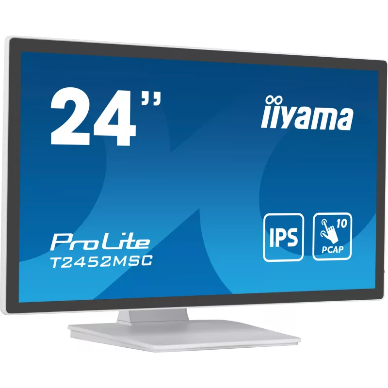 iiyama ProLite T2452MSC-W1 kompiuterio monitorius 61 cm (24 colių) 1920 x 1080 pikselių Full HD LCD jutiklinis ekranas Multi-user Baltas