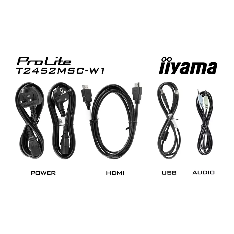 iiyama ProLite T2452MSC-W1 kompiuterio monitorius 61 cm (24 colių) 1920 x 1080 pikselių Full HD LCD jutiklinis ekranas Multi-user Baltas