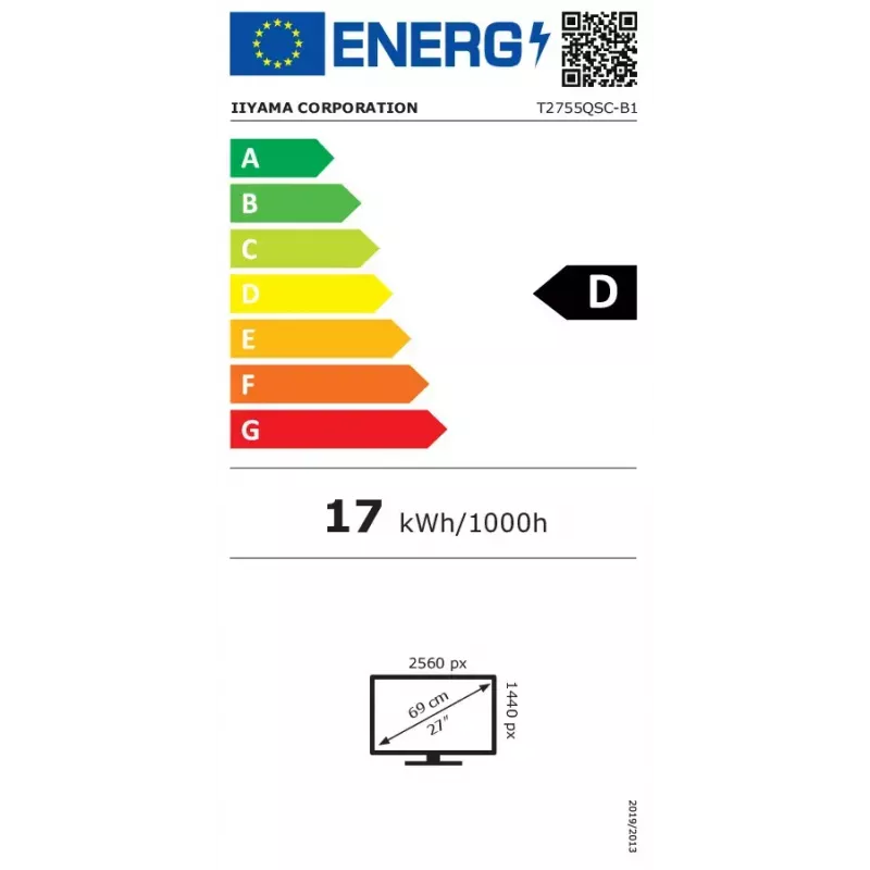 iiyama ProLite T2755QSC-B1 kompiuterio monitorius 68.6 cm (27 colių) 2560 x 1440 pikselių Quad HD LCD jutiklinis ekranas Juoda
