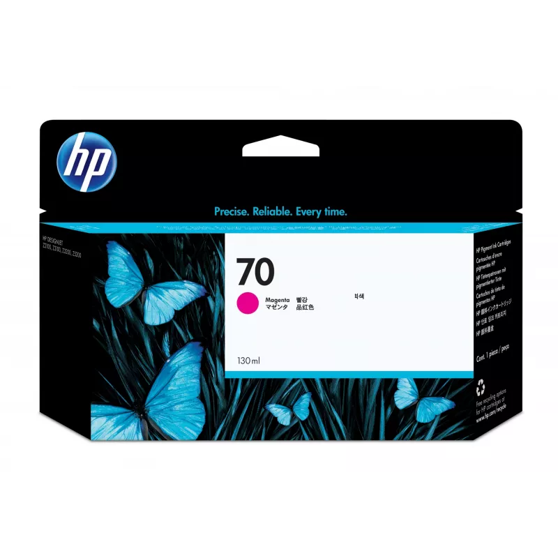 HP 70 130 ml purpurinė „DesignJet“ rašalo kasetė