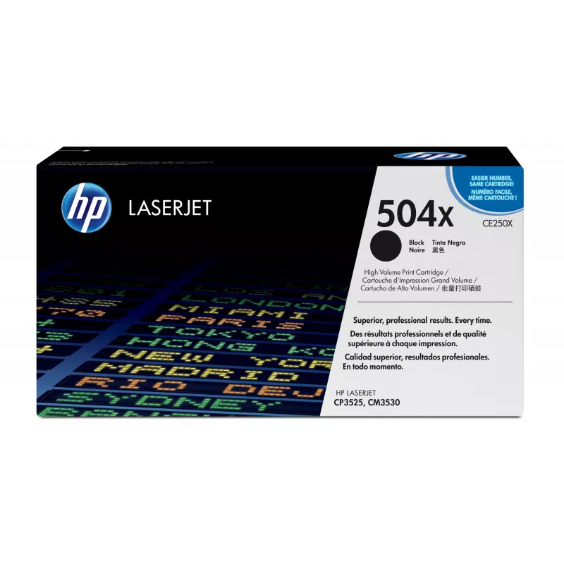 HP 504X didelio našumo juoda Originali LaserJet dažų kasetė, 10500 puslapių, juoda, 1 vnt.