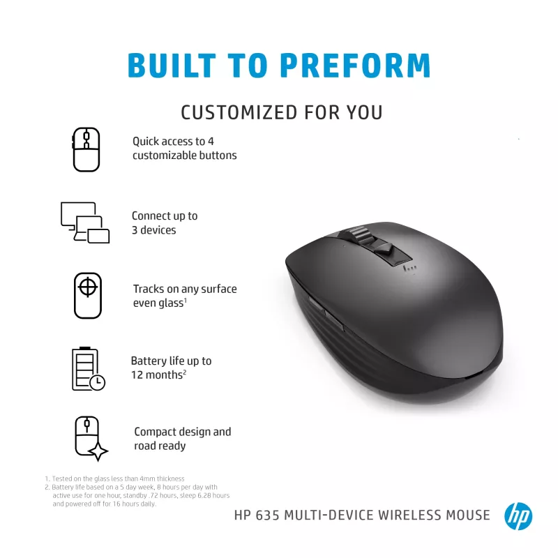 Pelė HP 635 Multi-Device Wireless RF Wireless + Bluetooth