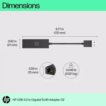 HP USB 3.0 į Gigabit RJ45 adapteris G2, laidinis, USB, Ethernet, juoda