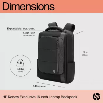HP Renew Executive 16 colių nešiojamojo kompiuterio kuprinė, kuprinė, 40,9 cm (16,1 colio), 890 g