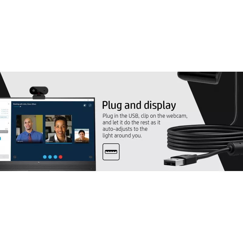 HP 325 FHD internetinė kamera, verslui, Windows 10, Windows 11, MacOS, 72 mm, 53,6 mm, 53,2 mm