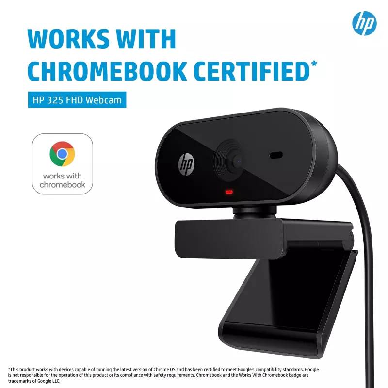 HP 325 FHD internetinė kamera, verslui, Windows 10, Windows 11, MacOS, 72 mm, 53,6 mm, 53,2 mm