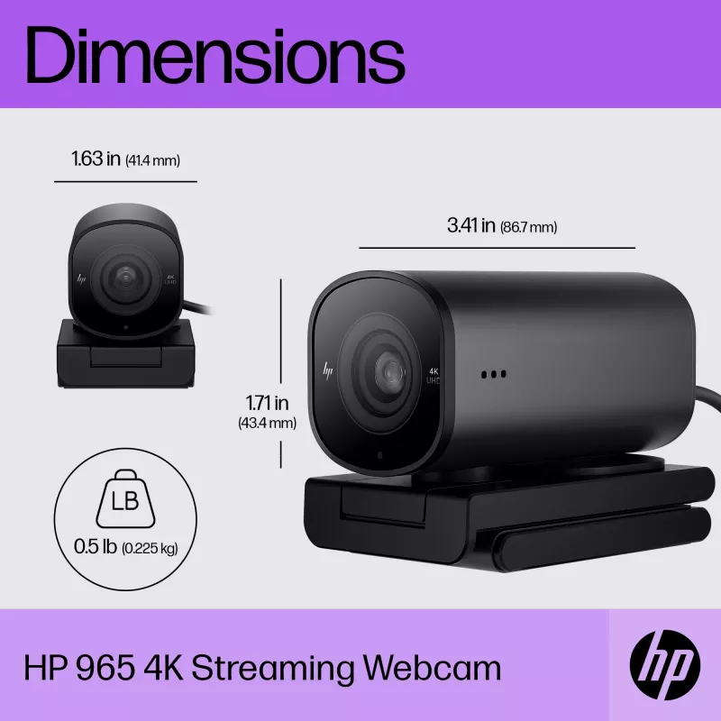 HP 325 FHD internetinė kamera, verslui, Windows 10, Windows 11, MacOS, 72 mm, 53,6 mm, 53,2 mm