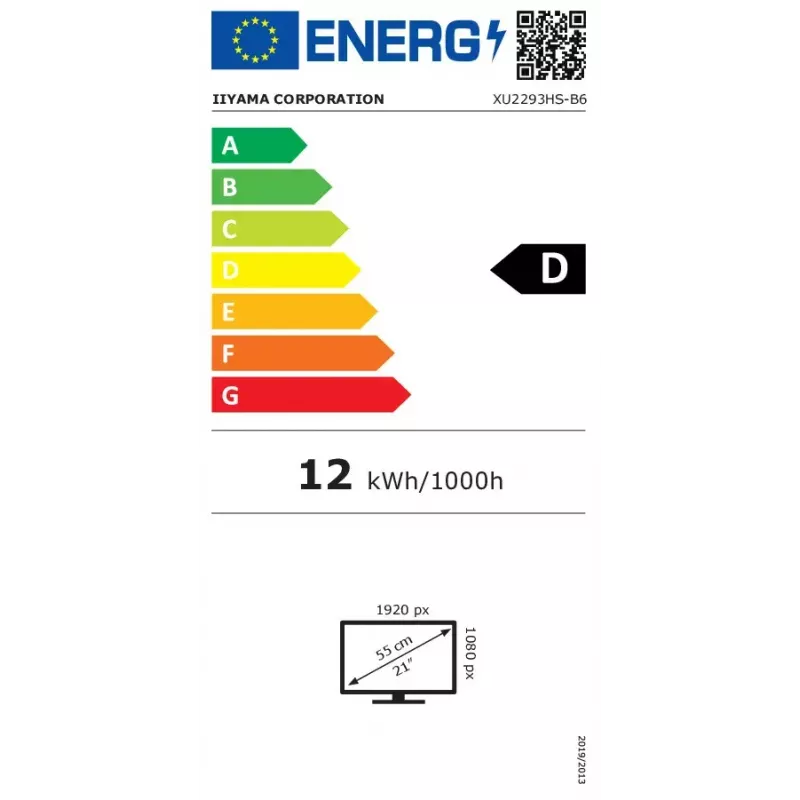 iiyama ProLite XU2293HS-B6 kompiuterio monitorius 54,6 cm (21,5 colio) 1920 x 1080 pikselių Full HD LED juodas