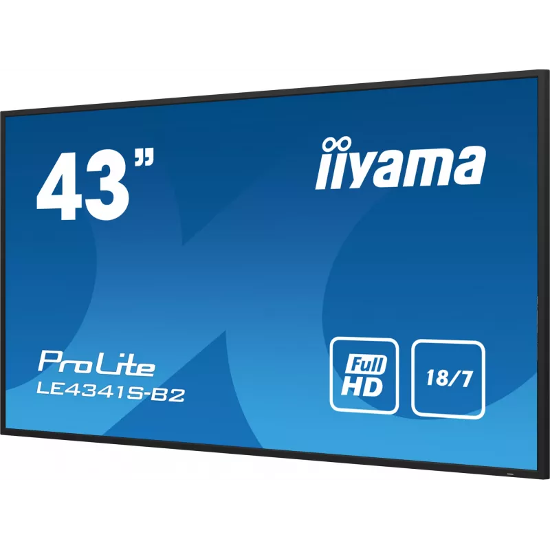 iiyama PROLITE LE4341S-B2 Skaitmeninės reklamos plokščiasis ekranas 108 cm (42,5 colio) LCD 350 cd/m² Full HD Juoda 18/7