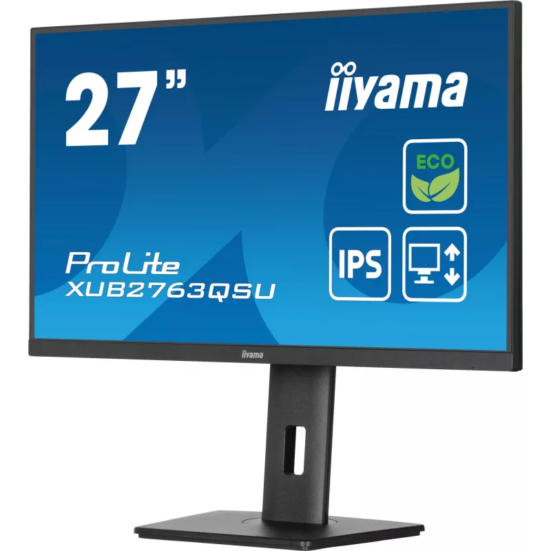 iiyama ProLite XUB2763QSU-B1 kompiuterio monitorius 68,6 cm (27 colių) 2560 x 1440 pikselių Quad HD LED juodas