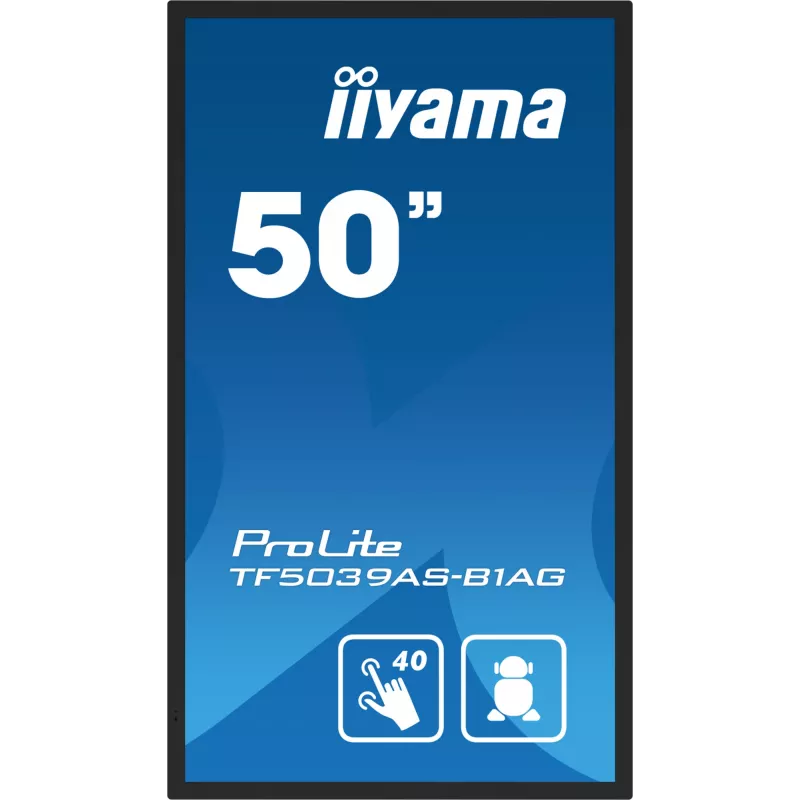 iiyama TF5039AS-B1AG kompiuterio monitorius 125,7 cm (49,5 colio) 3840 x 2160 pikselių 4K Ultra HD LED jutiklinis ekranas juodas