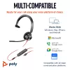 HP Poly Juodawire 3315 Monaural Microsoft Teams Certified USB-C ausinės +3,5 mm kištukas +USB-C/A adapteris