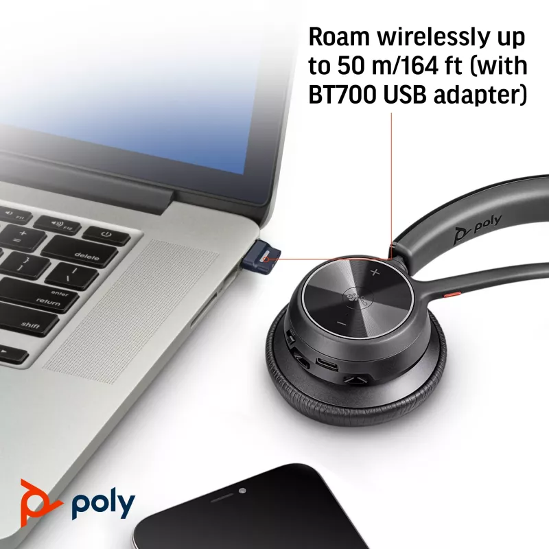 HP Poly Voyager 4310 Microsoft Teams sertifikuota USB-C ausinė + BT700 adapteris