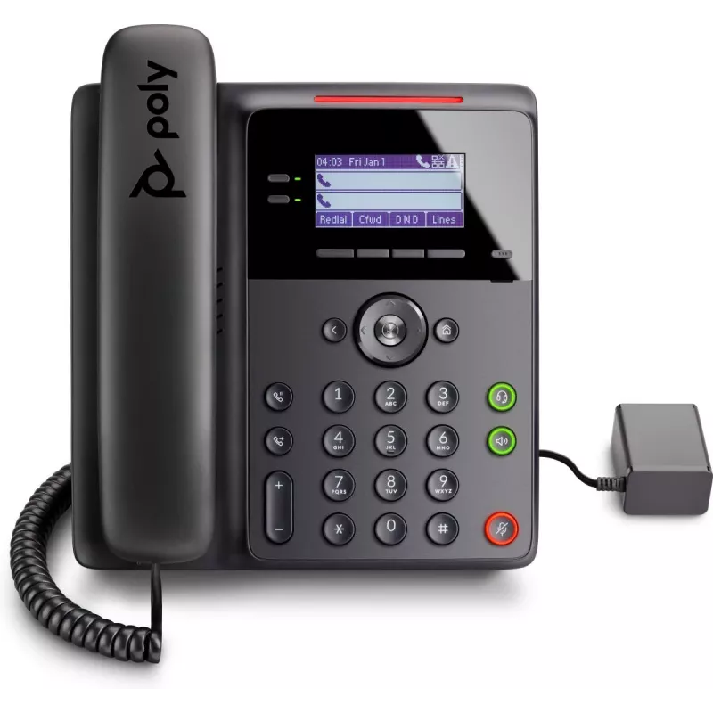 IP telefonas POLY Edge B10 juodas, laidinis ragelis, 2 linijos, LCD ekranas