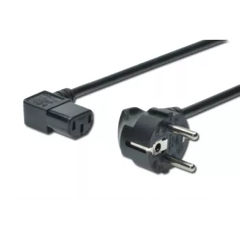 DIGITUS maitinimo laidas, CEE 7/7 (F tipas) - C13, 90° kampuotas kištukas/lizdas, 1,8 m, H05VV-F3G 0,75 mm² juodas ES direktyva
