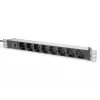 DIGITUS 1U aliuminio PDU, 8 itališki lizdai, su 10A apsauga, 250V kintamoji srovė
