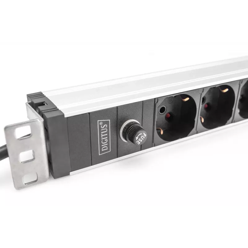 DIGITUS 1U aliuminio PDU, 8 itališki lizdai, su 10A apsauga, 250V kintamoji srovė