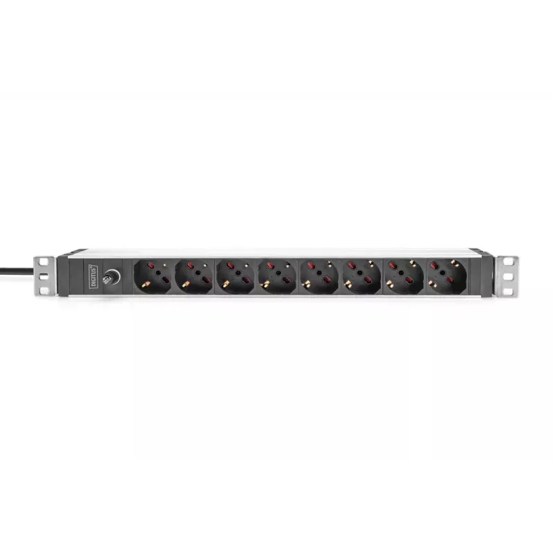 DIGITUS 1U aliuminio PDU, 8 itališki lizdai, su 10A apsauga, 250V kintamoji srovė