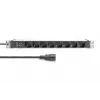 DIGITUS 1U aliuminio PDU, 8 itališki lizdai, su 10A apsauga, 250V kintamoji srovė