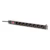 DIGITUS PDU - 1U aliuminis stovo maitinimo skirstytuvas 7x apsaugotas + 1x lizdas 16A 4000W 250VAC 50/60Hz apsauga nuo perkrovos