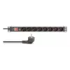 DIGITUS PDU - 1U aliuminis stovo maitinimo skirstytuvas 7x apsaugotas + 1x lizdas 16A 4000W 250VAC 50/60Hz apsauga nuo perkrovos