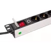 DIGITUS PDU - 1U aliuminis stovo maitinimo skirstytuvas 7x apsaugotas + 1x lizdas 16A 4000W 250VAC 50/60Hz apsauga nuo perkrovos