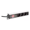 DIGITUS PDU - 1U aliuminis stovo maitinimo skirstytuvas 7x apsaugotas + 1x lizdas 16A 4000W 250VAC 50/60Hz apsauga nuo perkrovos