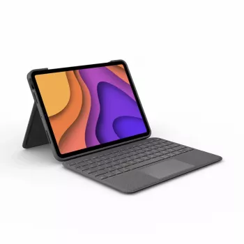 LOGITECH Folio Touch klaviatūros dėklas su apšvietimu ir jutikliniu kilimėliu Oxford Grey, skirtas iPad Air (4 kartos), vokiška QWERTZ