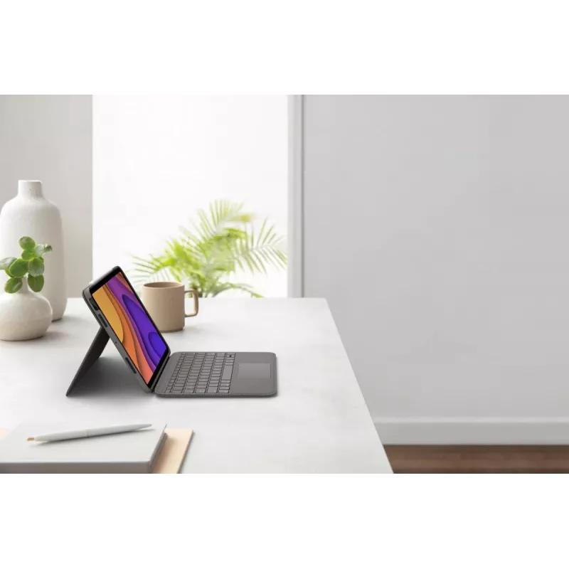 LOGITECH Folio Touch klaviatūros dėklas su apšvietimu ir jutikliniu kilimėliu Oxford Grey, skirtas iPad Air (4 kartos), vokiška QWERTZ